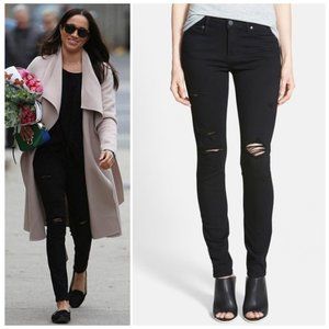 Paige Denim Verdugo Distressed Skinny Ankle Jeans in Carbon ASO Meghan Markle
